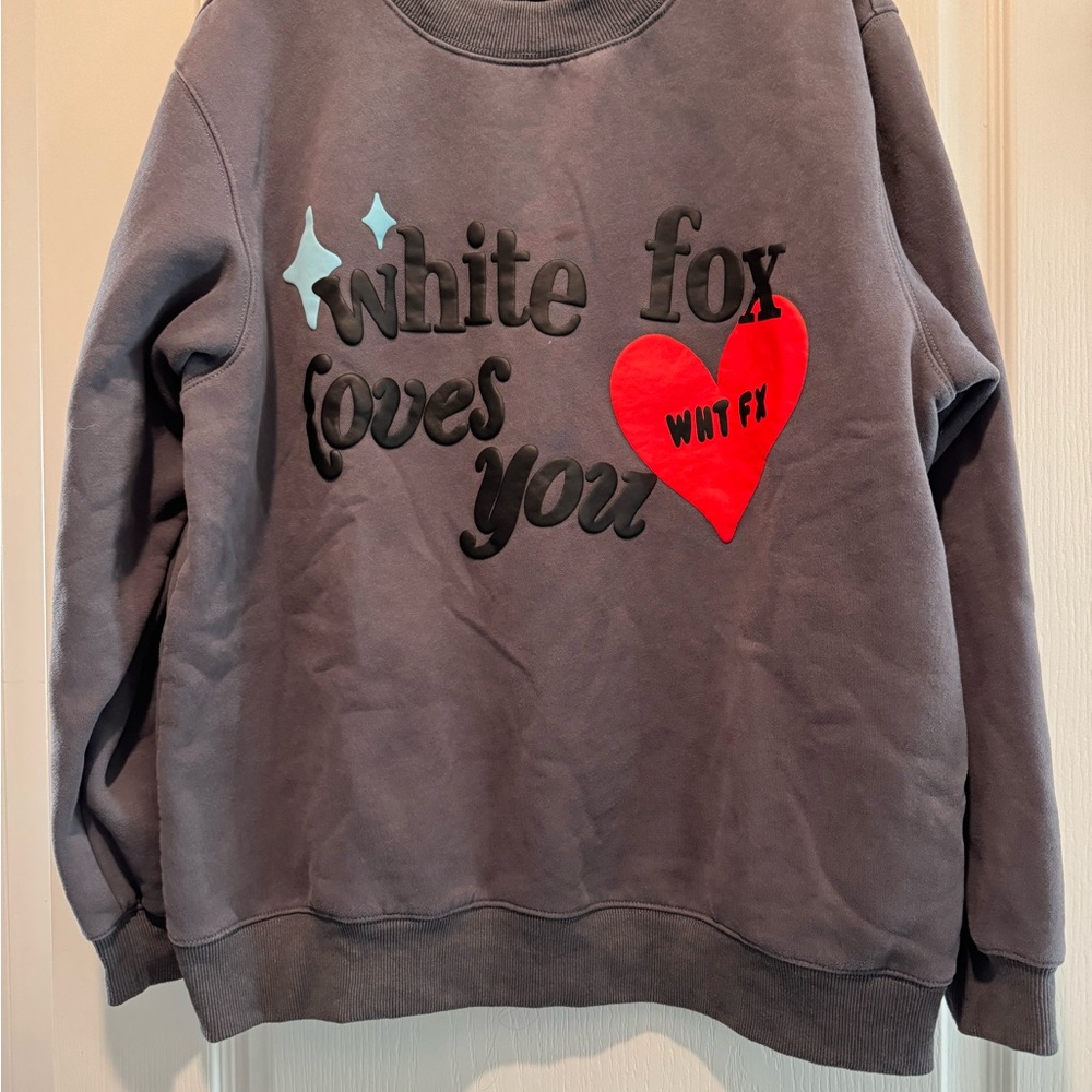 White Fox Boutique Charcoal Sweatshirt with Red Heart